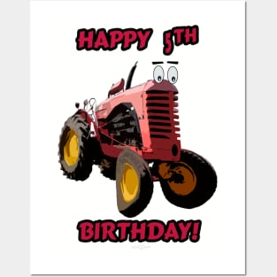 Happy 5th birthday tractor design Posters and Art